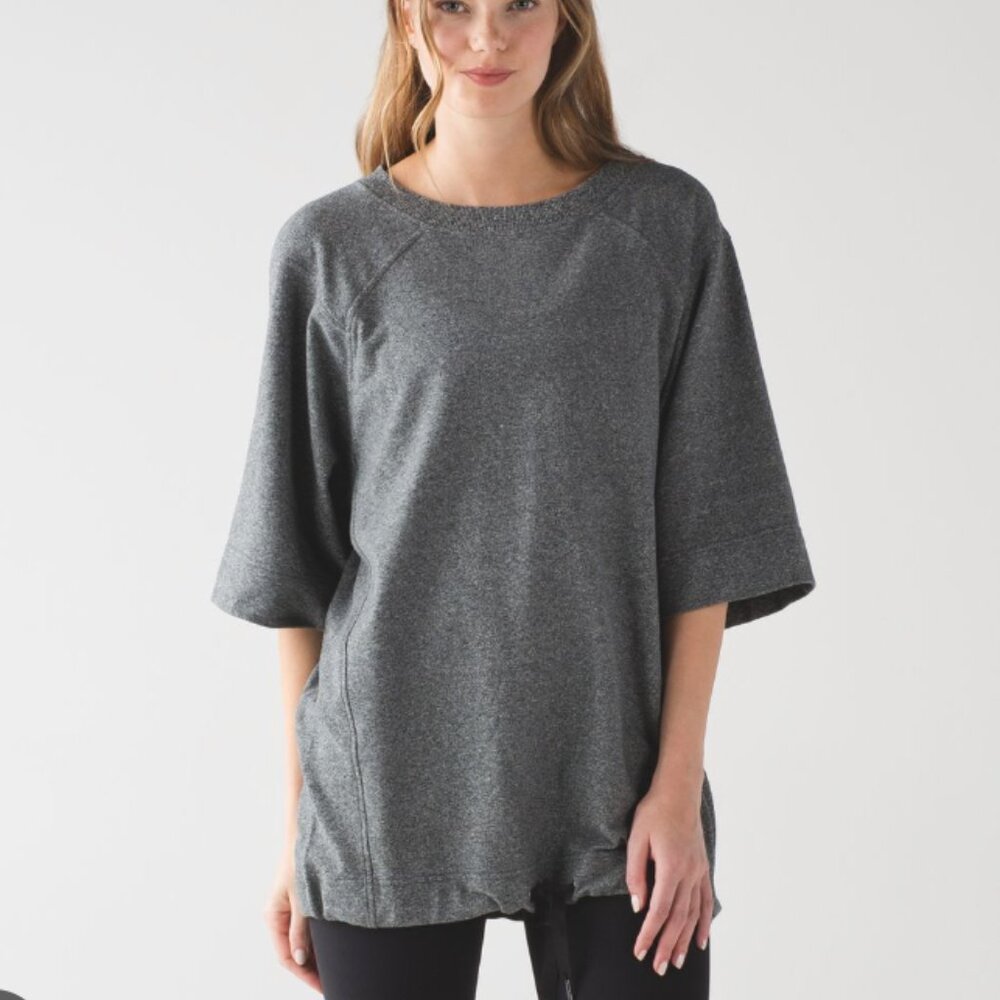 Lululemon Women's Oversized Split Short Sleeve Pullover Grey Gray Top Size 4